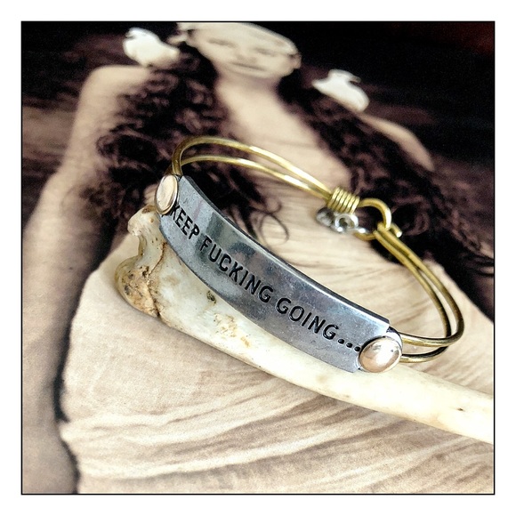 Boutique Jewelry - Keep Going Brass Mixed Media Bracelet